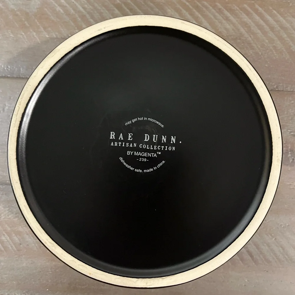 Rae Dunn TREAT Dog Bowl, Black w/ Orange Text, Artisan Collection